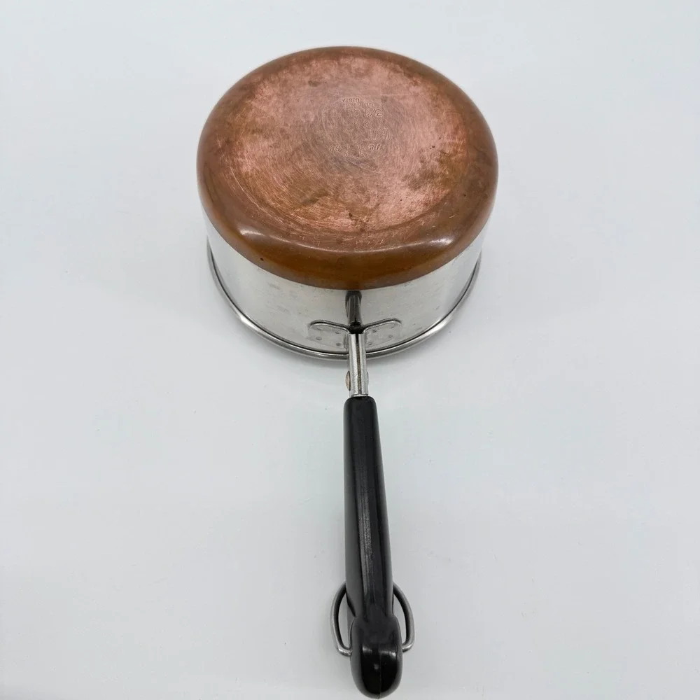 Revere Ware Saucepan Copper Bottom Stainless Steel Silver 3/4 Qt 1983 Vintage